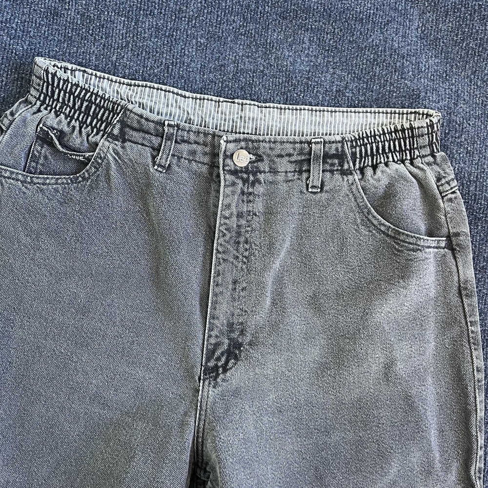Vintage Lee Jeans Womens 32x26 Gray High Rise Tapered Denim Elastic‎ Waist